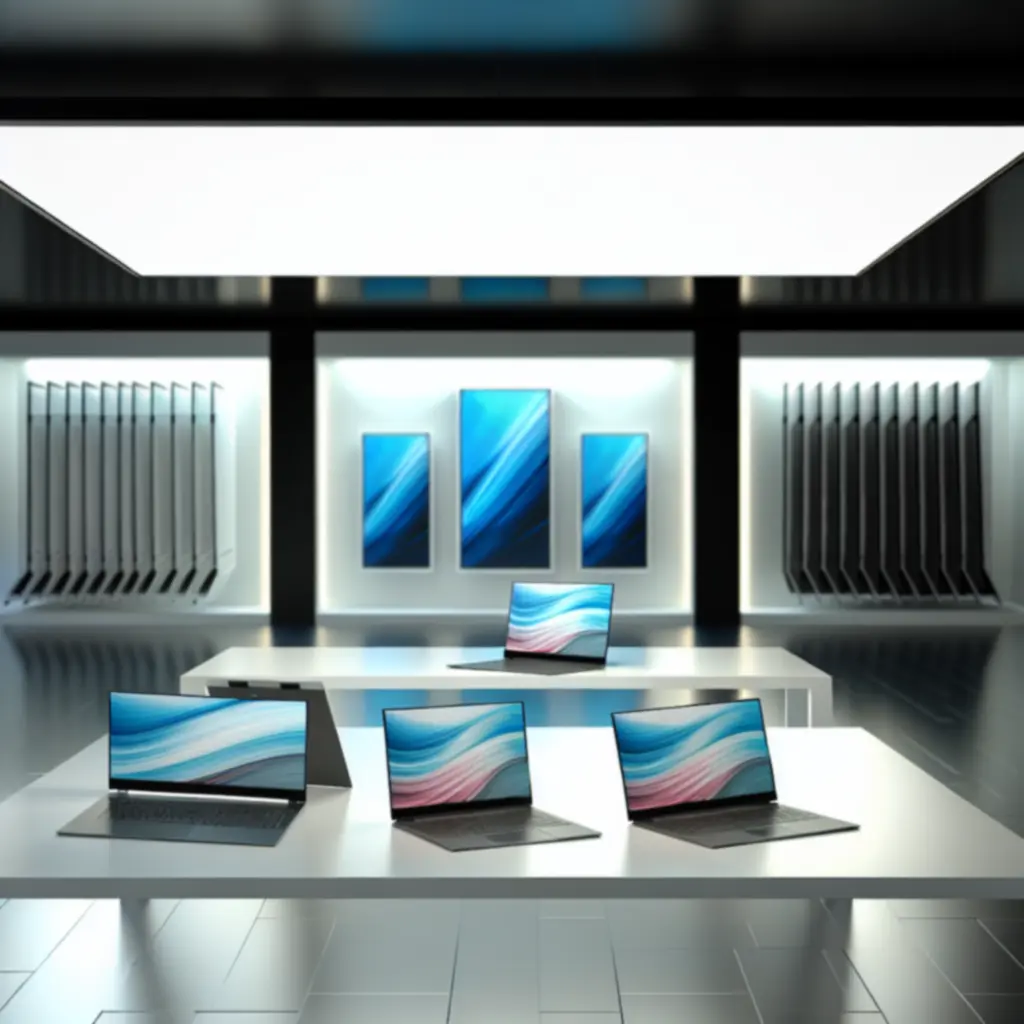 Wyselekcjonowana kolekcja nowoczesnych laptopów na ciemnym tle
